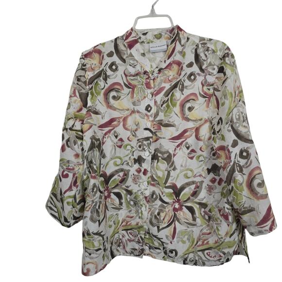 Alfred Dunner Top Womens 14 P Floral Semi Sheer Burnout Grannycore Cottagecore - Picture 1 of 11